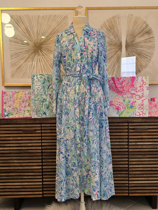 Lilly Pulitzer Dresses & Skirts - 🌴 Lilly Pulitzer Kalina Midi Belted Shirtdress In Blue Ibiza Cabana Cocktail
